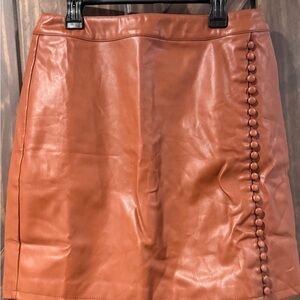 Kendall & Kylie Tan Leather Pencil Skirt
